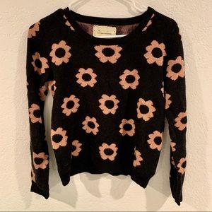 Pink and Black Flower Sweater